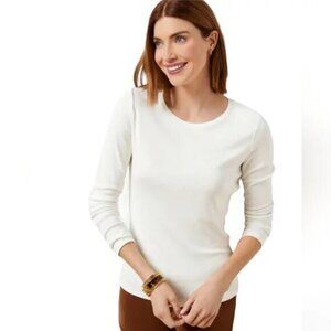 4/$20 Fresh White Long sleeve Blouse Talbots vintage style cream Medium cotton